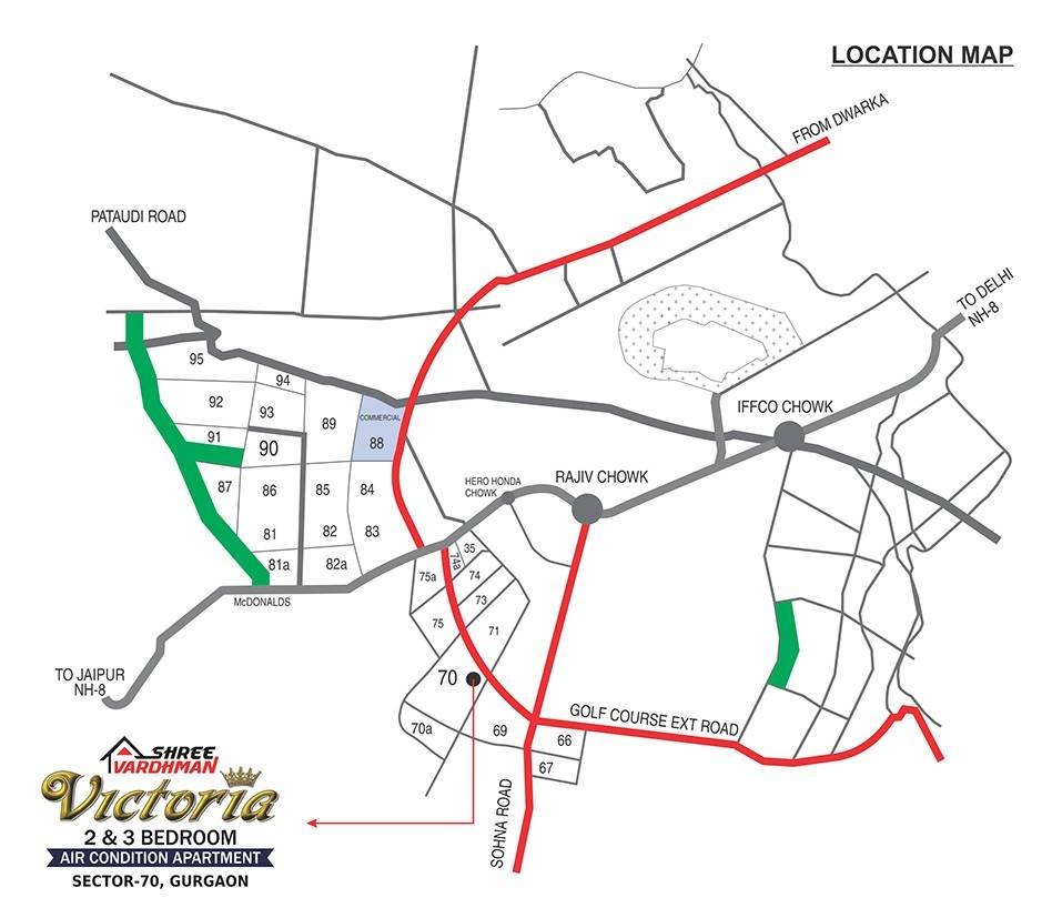Shree Vardhman Victoria Location Map