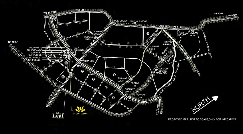 Tulip Yellow Location Map