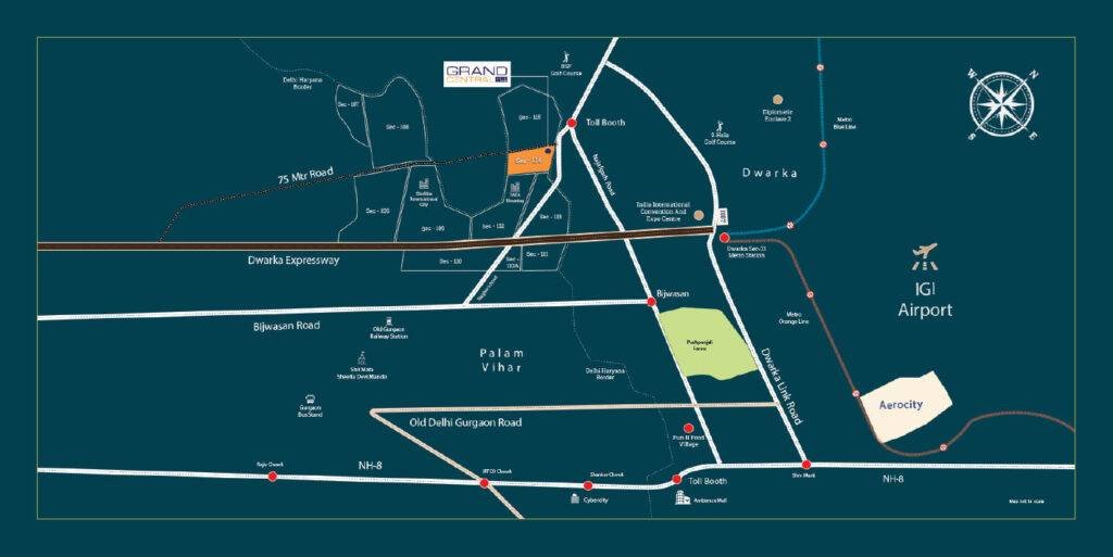 Spaze Grand Central 114 Gurgaon Location Map