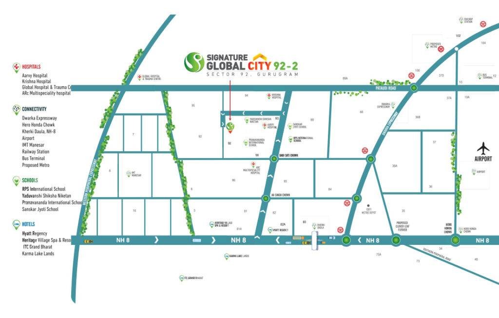 Signature Global City 92-2 Location Map