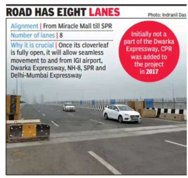 CPR and Loop linking Dwarka E-way, NH-8 Open for Traffic 1 road has Eight Lanes