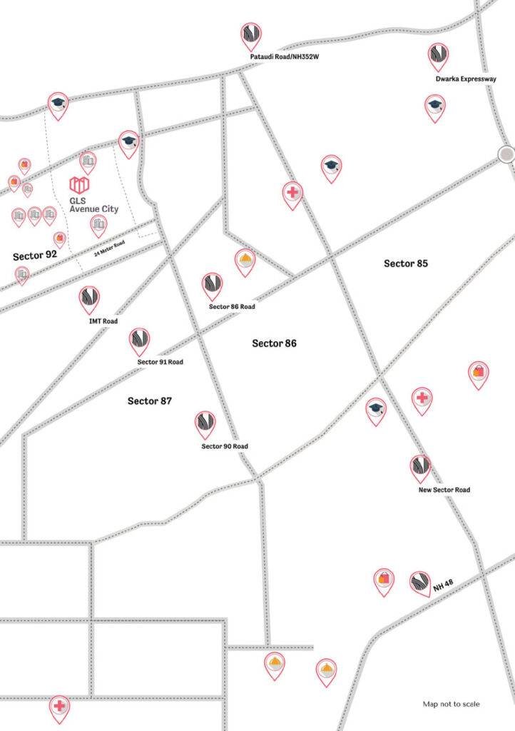 GLS Avenue City Gurgaon Location Map