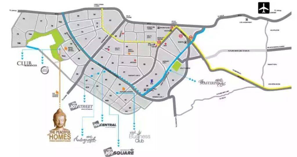 AIPL Sector 88 Gurgaon Location Map