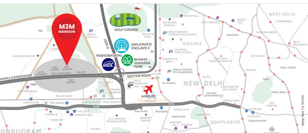 M3M St. Andrews at SCDA Sector 113 Gurgaon Location Map