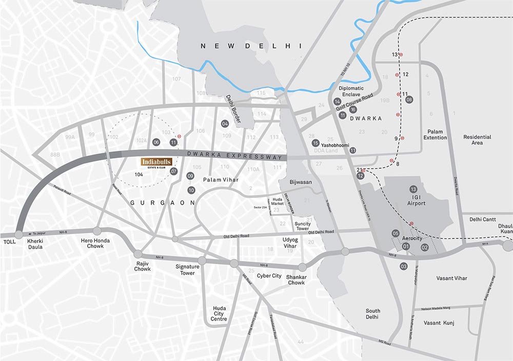 Indiabulls Heights Sector 104 Gurgaon Location Map