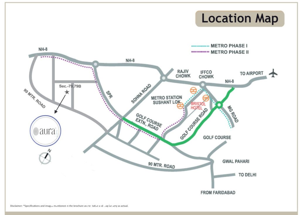 Aura Sector 79B Gurgaon Location Map